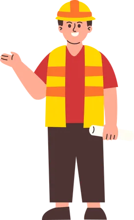 Male Engineer showing something  Illustration