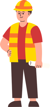 Male Engineer standing  Illustration
