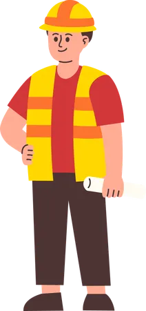 Male Engineer standing  Illustration