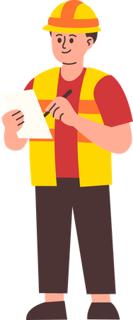 Male Engineer Taking Notes  Illustration