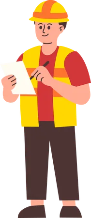 Male Engineer Taking Notes  Illustration