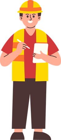 Male Engineer Taking Notes  Illustration