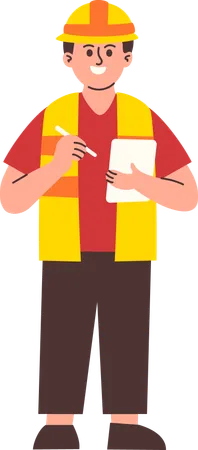 Male Engineer Taking Notes  Illustration