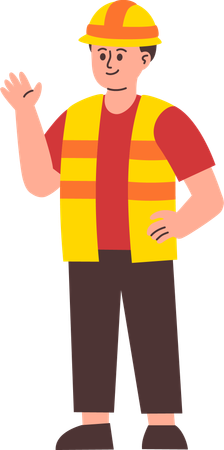 Male Engineer waiving hand  Illustration