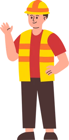 Male Engineer waiving hand  Illustration