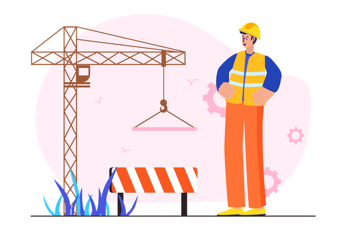 Male engineer working at construction site  Illustration