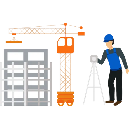 Male engineer working at construction site  Illustration