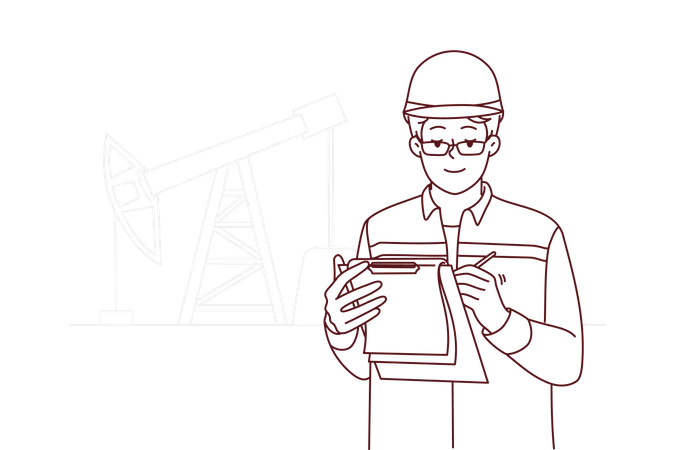 Male engineer working at oil extraction Illustration