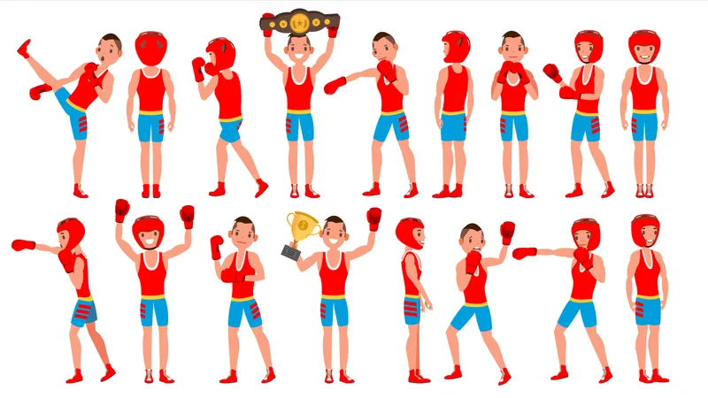 Male Exercising Before Boxing Match Illustration