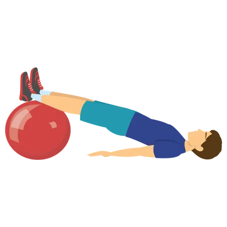Male exercising with gym ball Illustration
