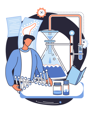 Male experiment in Laboratory Illustration