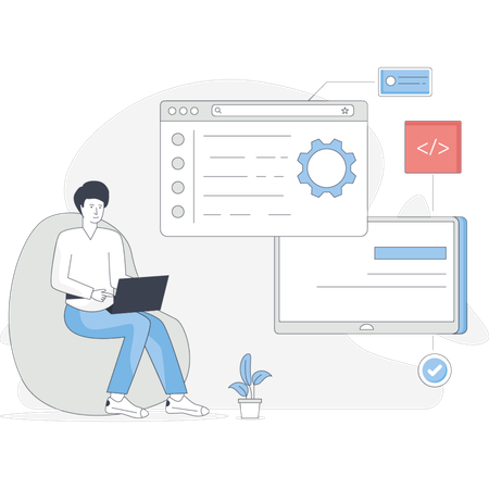 Male  explaining web development  Illustration