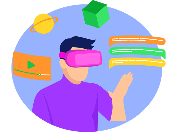 Male Exploring Metaverse  Illustration