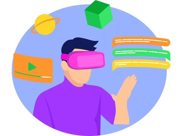 Male Exploring Metaverse  Illustration