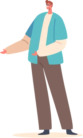 Male Character Extend Hands Palms Facing Outward To Invite Someone To Approach Or Greet Friendly Gesture Used To Welcome Or Encourage Interaction With Another Person Cartoon Vector Illustration Illustration