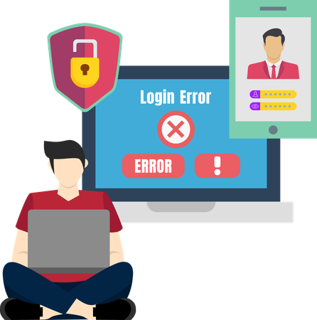 Male Facing Login Error  Illustration