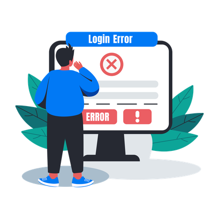 Male Facing Login Error  Illustration