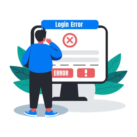 Male Facing Login Error  Illustration