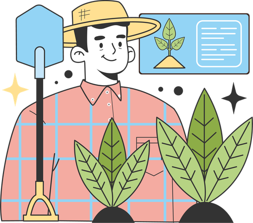 Male farmer doing farming work  Illustration