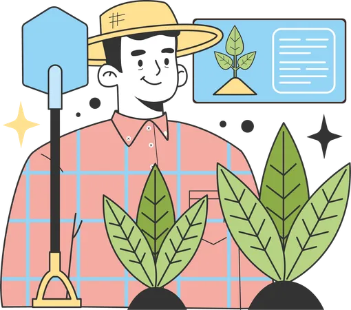 Male farmer doing farming work  Illustration