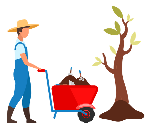 Male farmer gardening  Illustration