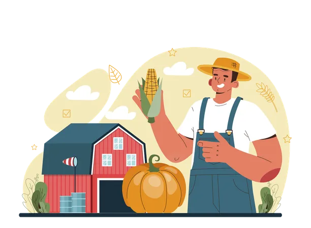 Male farmer getting farming idea  Illustration