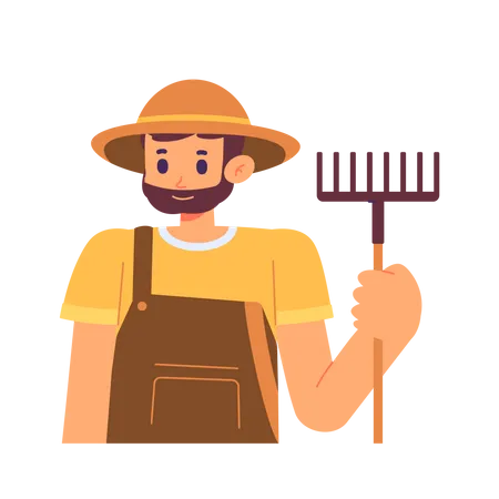 Male Farmer holding rack  Illustration