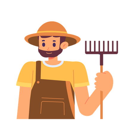 Male Farmer holding rack  Illustration