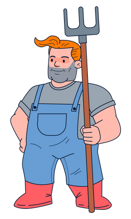 Male farmer holding shovel Illustration