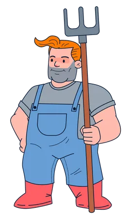 Male farmer holding shovel  Illustration