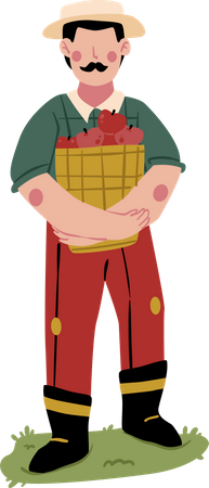 Male farmer holding vegetables basket  Illustration