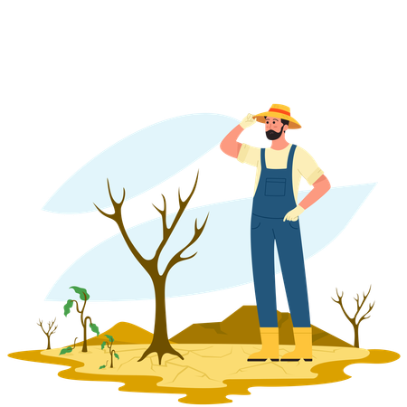 Male farmer showing Crop Failure  Illustration