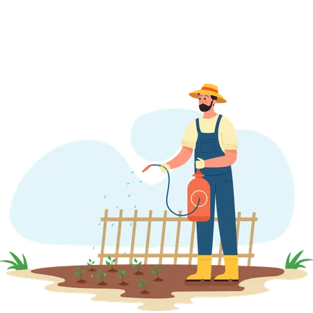 Male farmer Use of Pesticides  Illustration