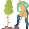 illustration for farmer using shovel