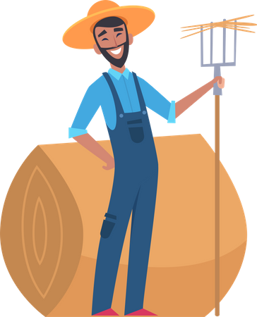 Male farmer with rake  Illustration