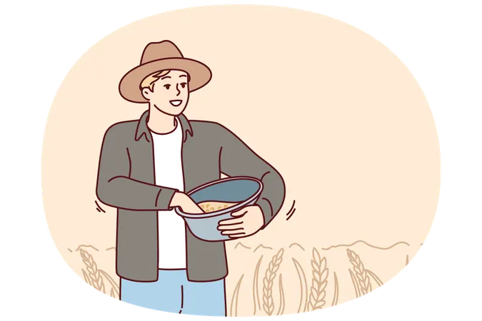 Male farmer working in field  Illustration