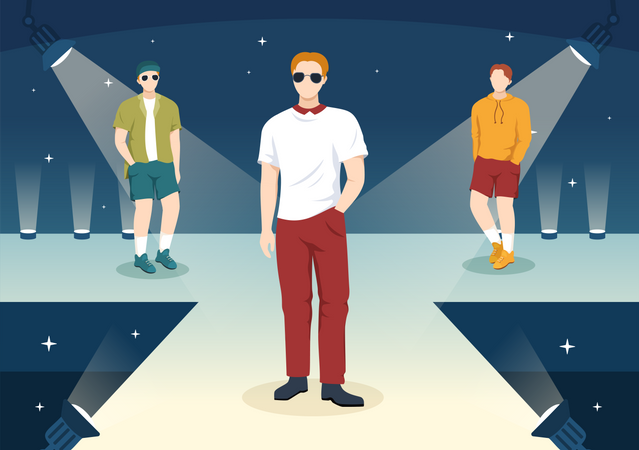 Best Premium Male Fashion Show Illustration download in PNG & Vector format