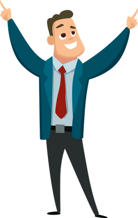 Male female happy businessmen action poses  Illustration