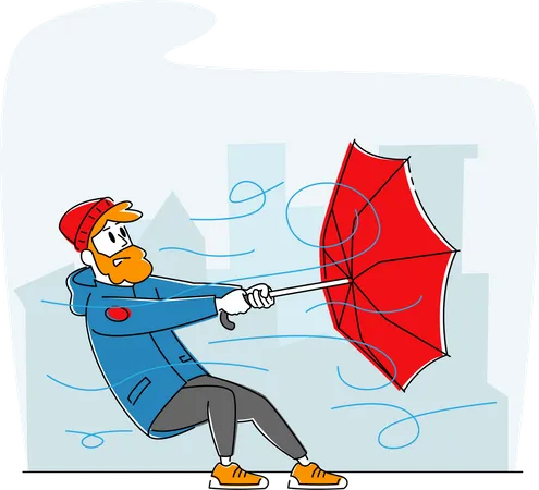 Male Fighting with Thunderstorm Illustration