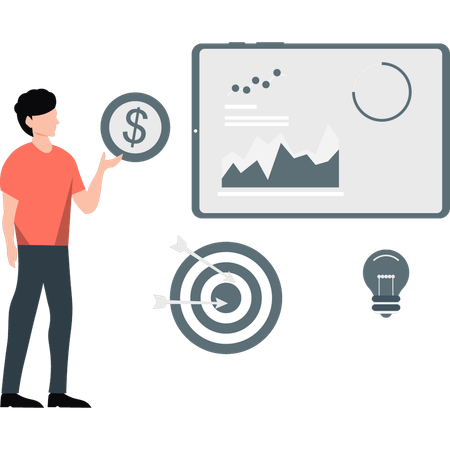 Male financial adviser analyzing stock market  Illustration