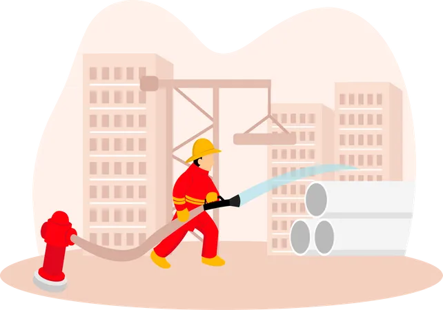 Male Firefighter  Illustration