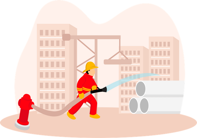 Male Firefighter  Illustration