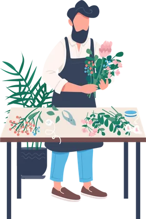 Male florist  Illustration