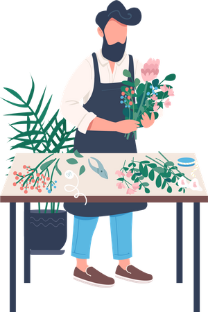 Male florist  Illustration