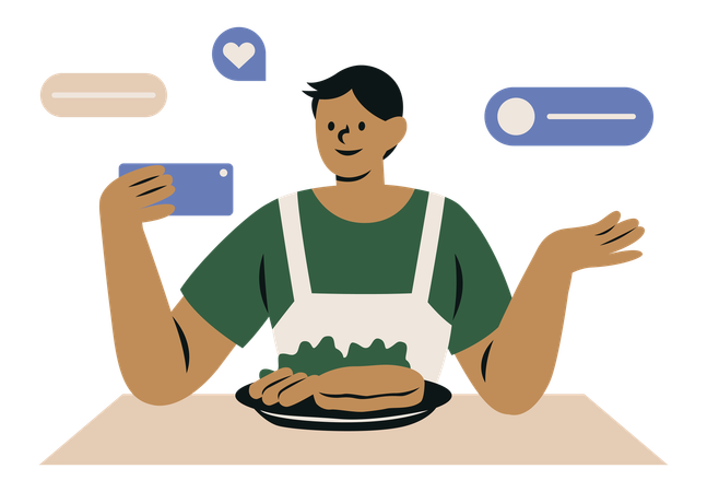 Male Food Blogger  Illustration