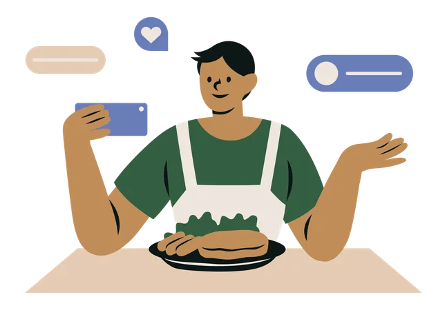 Male Food Blogger  Illustration