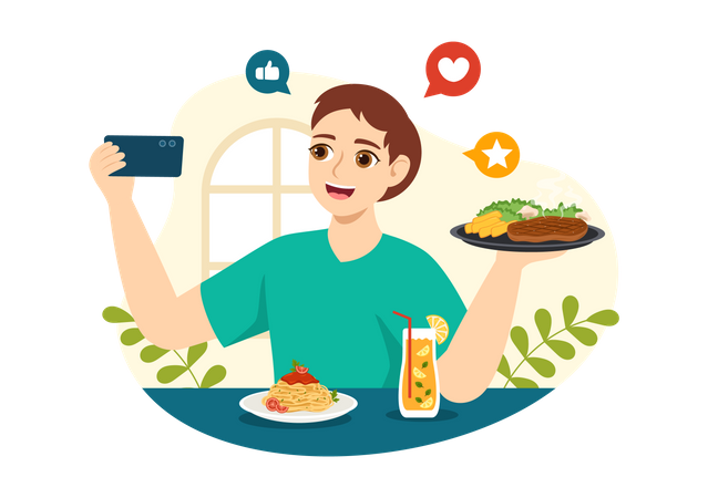 Male food blogger  Illustration