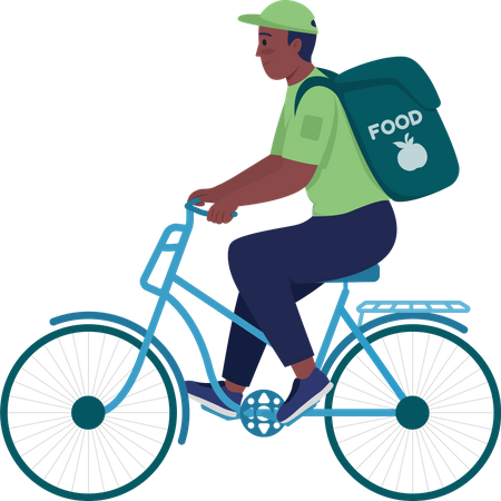 Male food delivery agent on bicycle  Illustration