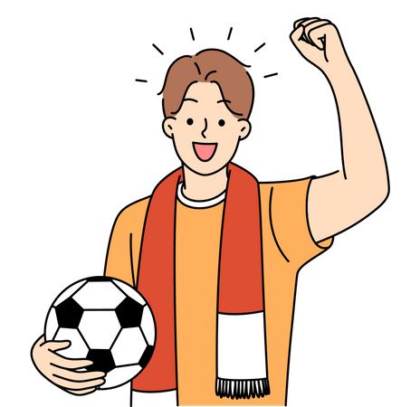 Male footballer celebrating victory  Illustration