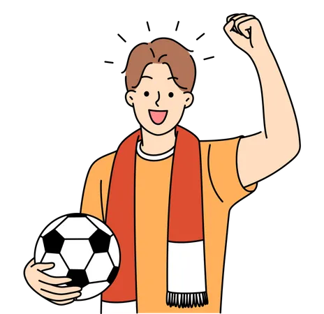 Male footballer celebrating victory  Illustration